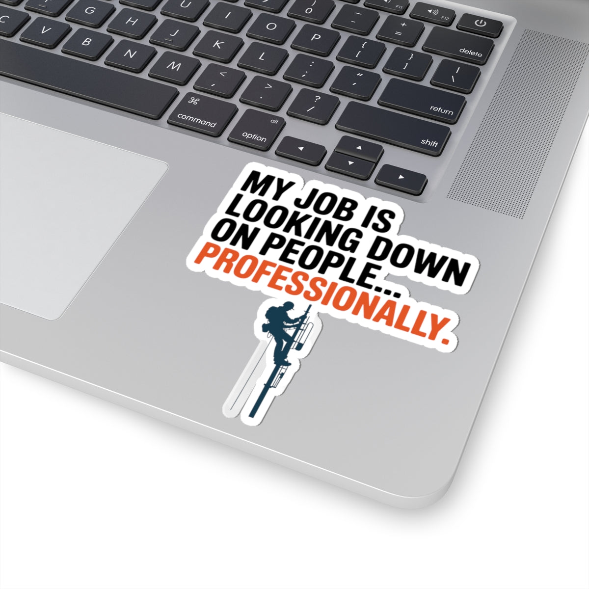 Tower Climber Sticker - Looking Down Professionally Vinyl Decal for Telecom Techs