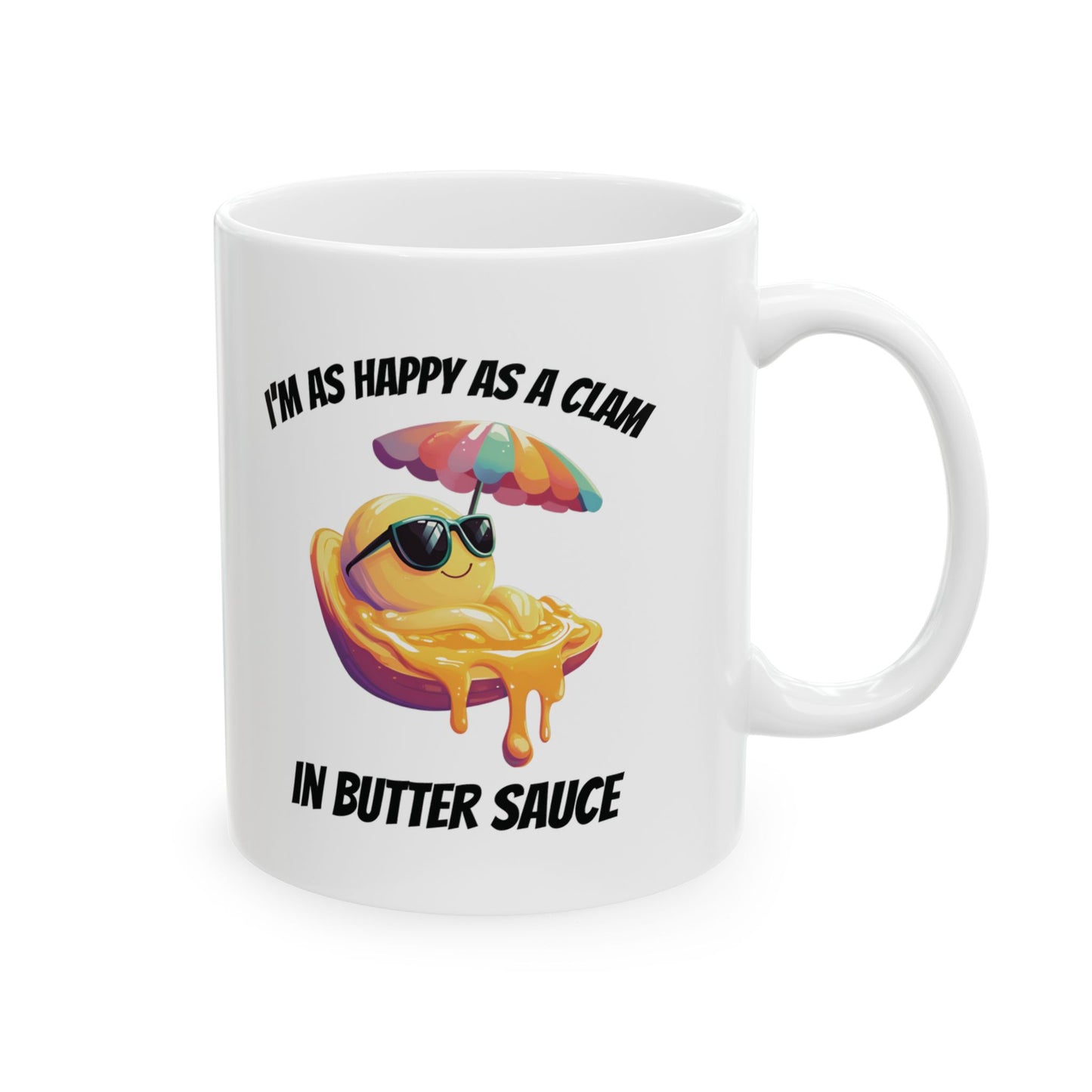 Happy Clam Mug, Butter Sauce, Seafood Lover Gift