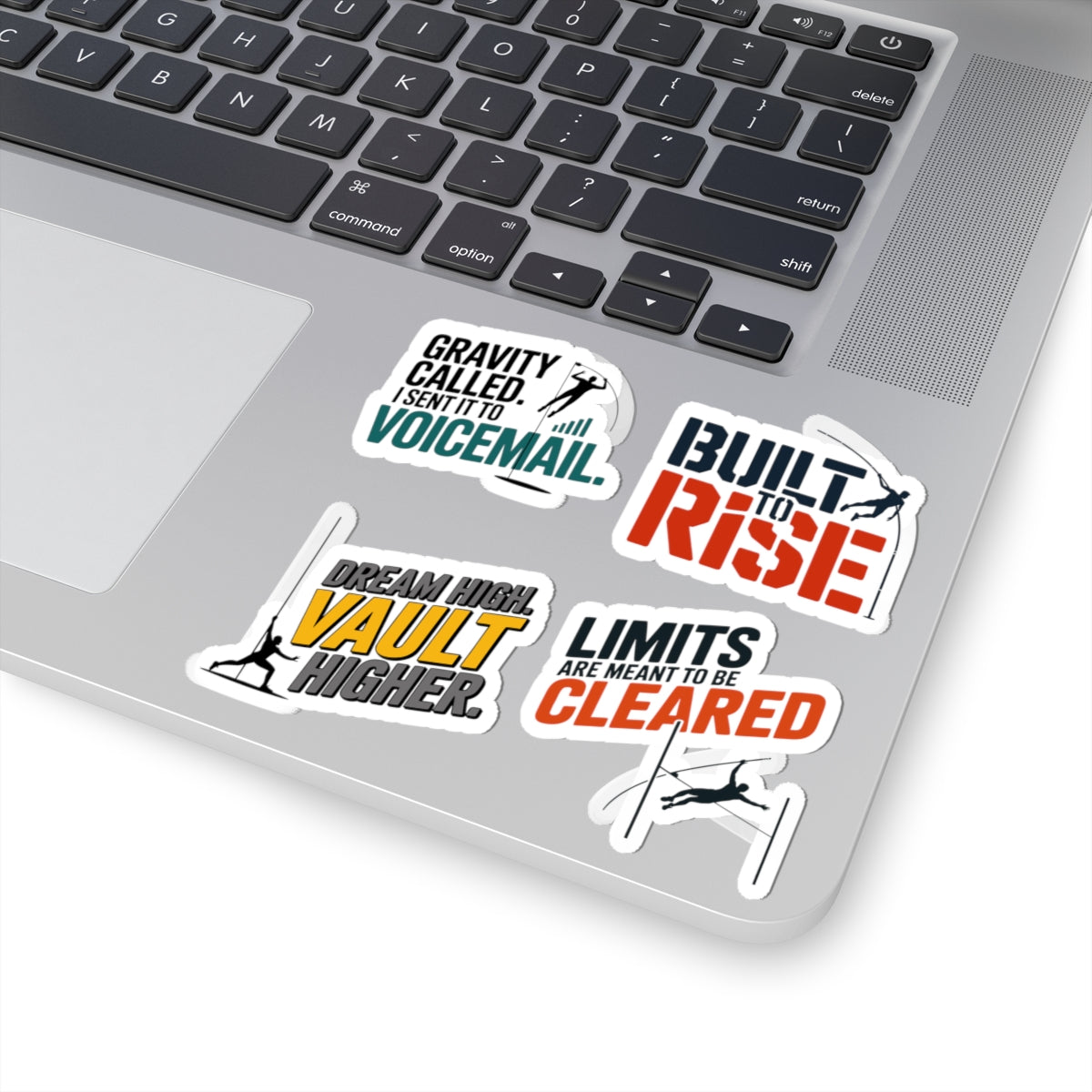 Pole Vault Sticker Pack – 4 PCS Bold Motivational Graphic Decal Set for Track and Field Athletes, Competitive Vaulters