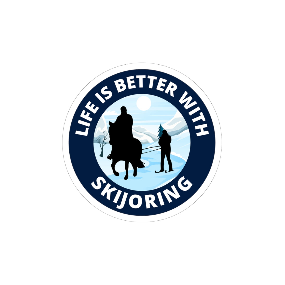 "Horse Skijoring Sticker - Winter Sports Vinyl Decal for Equestrians, Skiers, Snow Lovers"