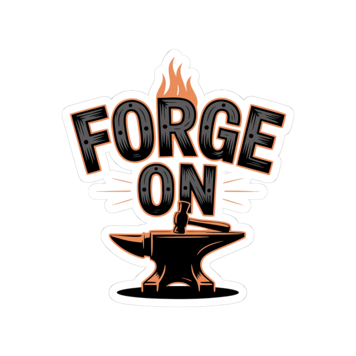 Blacksmith Forge Sticker – Bold Anvil Hammer Flame Decal for Ironworkers Metal Craft Hobbyists Smiths