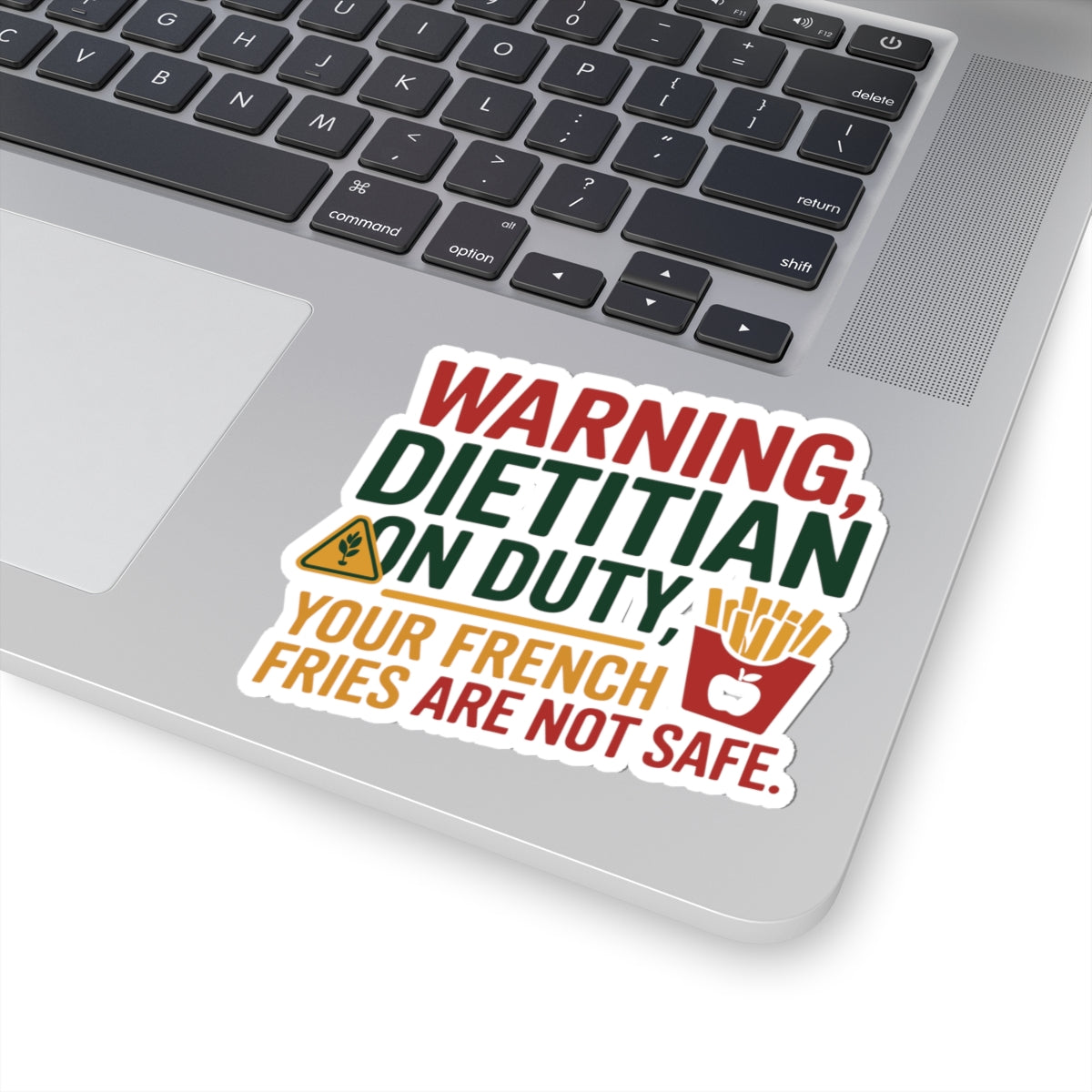 Funny Dietitian Sticker - French Fries Warning Vinyl Decal for Registered Dietitians, Nutritionists