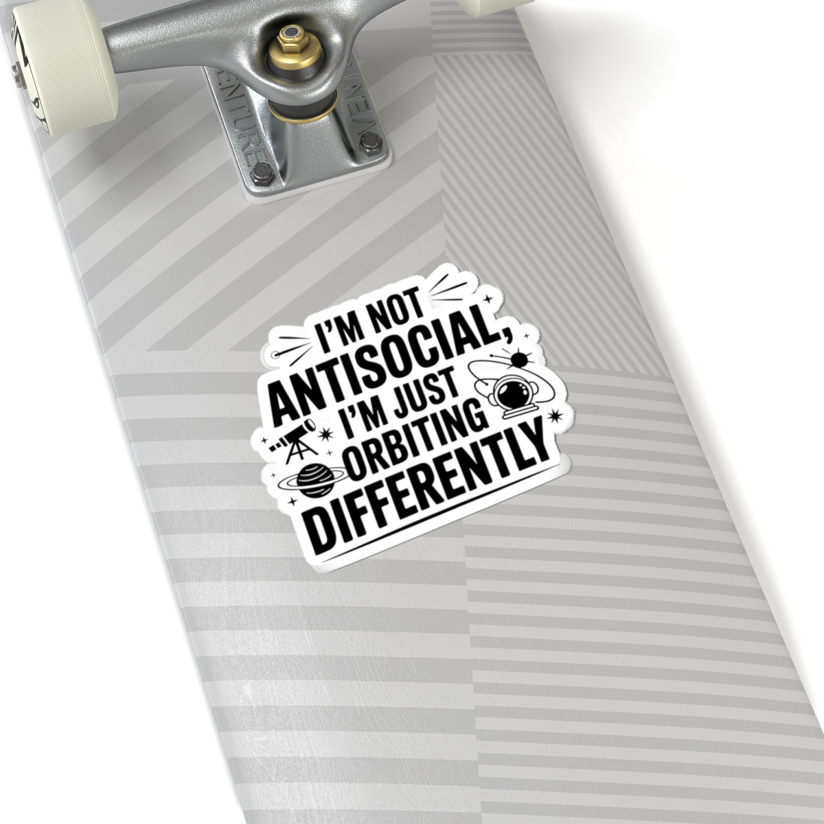 Astronomy Humor Sticker - Orbiting Differently Vinyl Decal for Space Nerds and Scientists