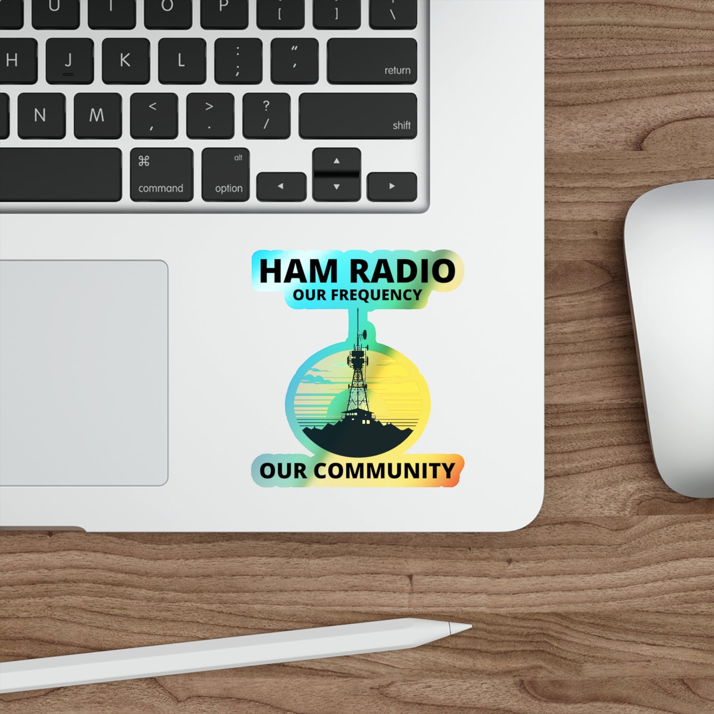Amateur Ham Radio Operator Stickers Holographic Vinyl Decal - Shared Frequencies & Radio Community