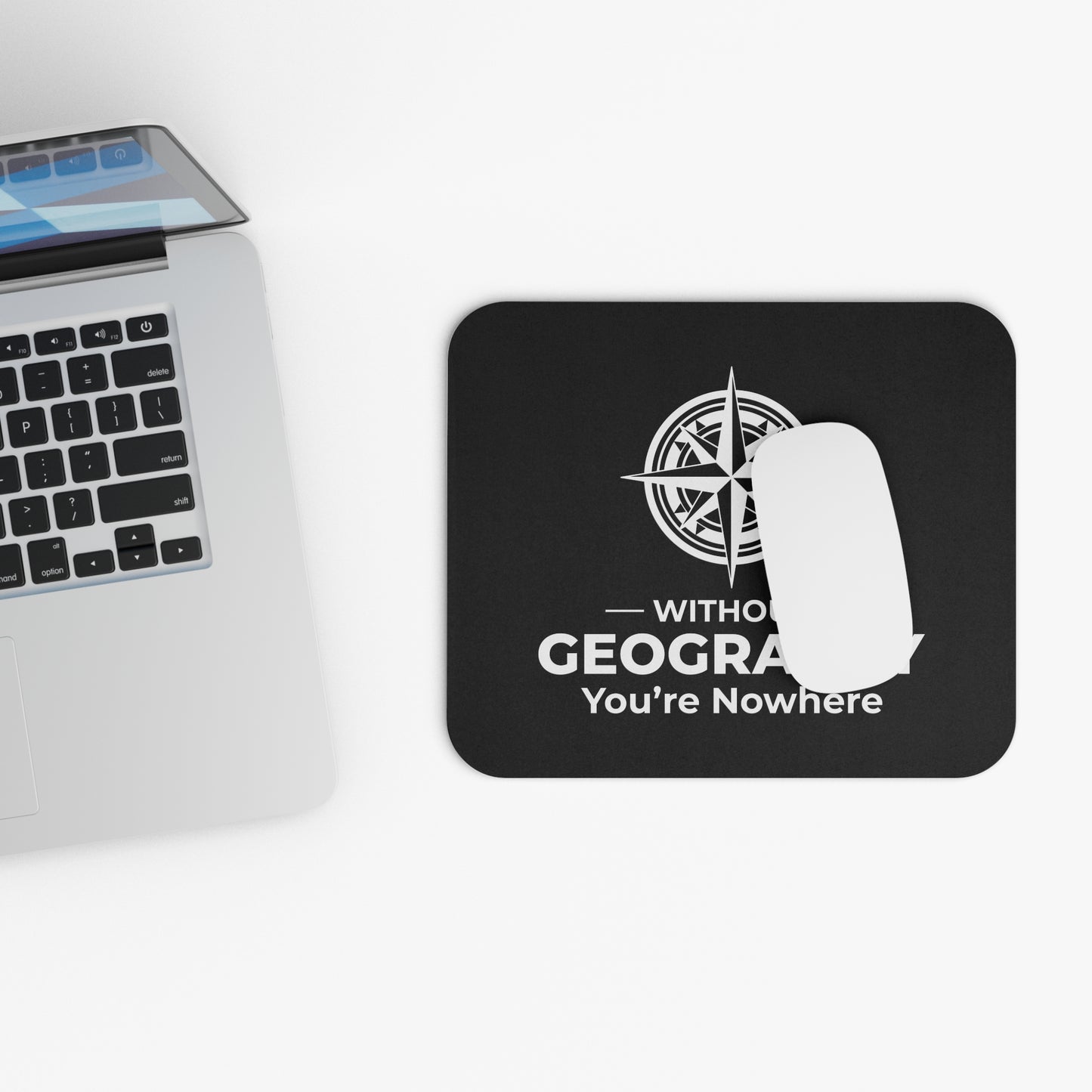 Humorous Geography Mouse Pad - Cartography Compass Non-Slip Rubber Base for Geographers & Travelers