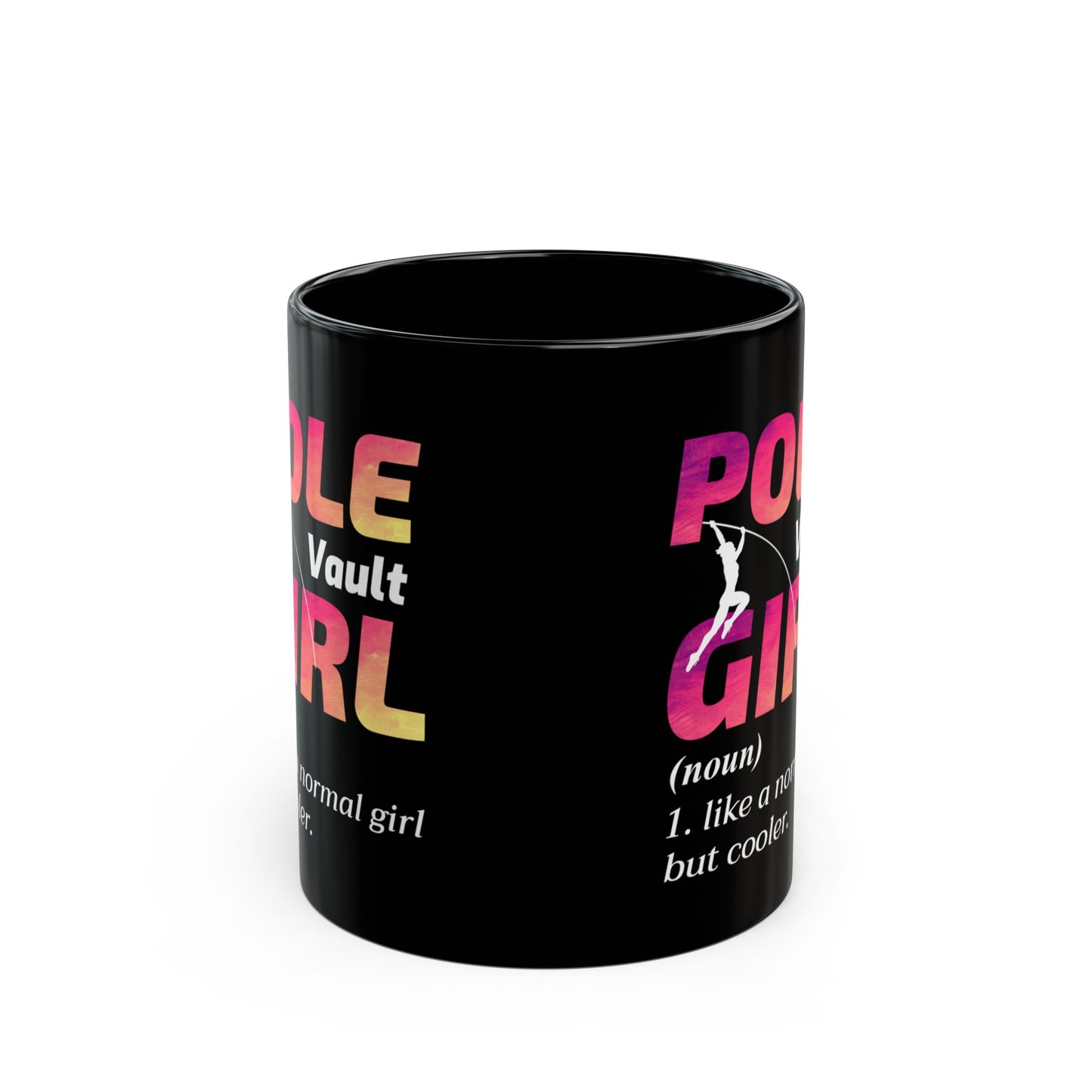 Pole Vault Mug Black – Track & Field Coffee Cup for Athletes, Jumpers, Coaches, Sports Fans