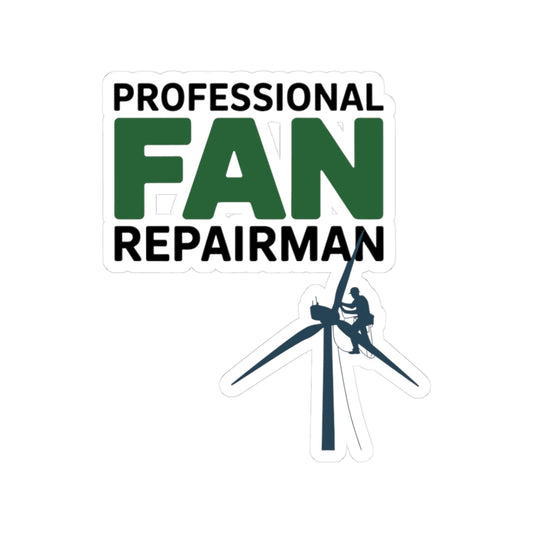 Wind Turbine Tech Sticker - Professional Fan Repairman Vinyl Decal for Technicians