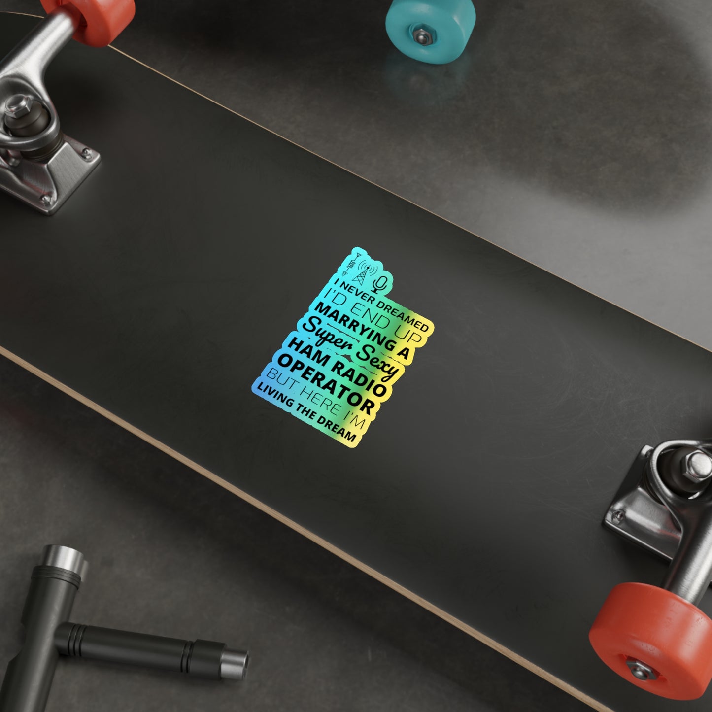 Amateur Ham Radio Operator Stickers Holographic Vinyl Decal - Morse Code & QSO for Radio Romance