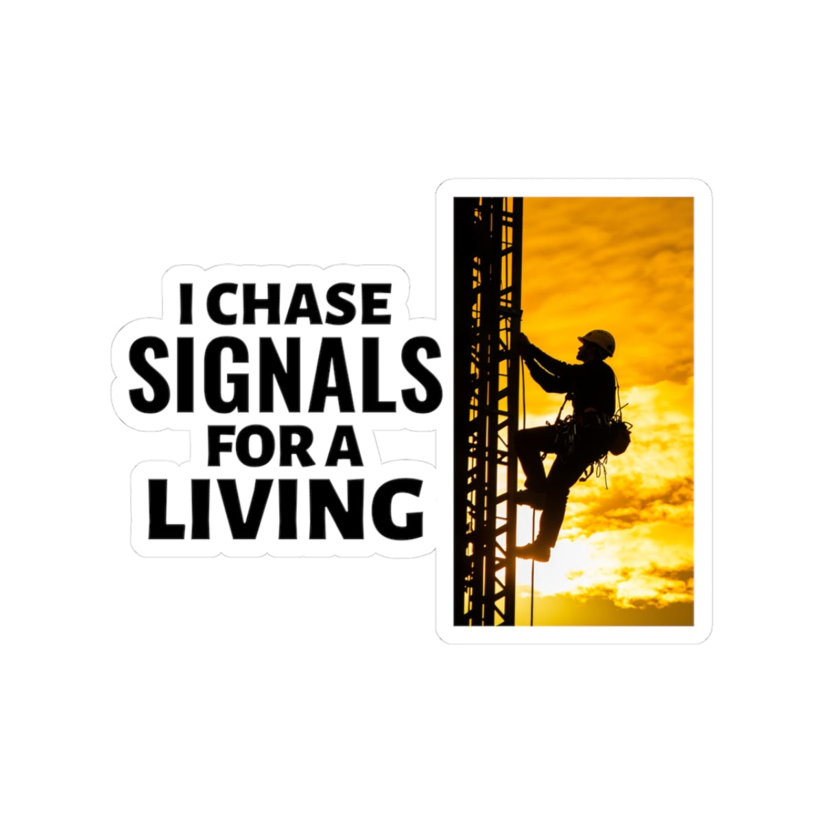 Antenna Technician Sticker - Sunset Tower Vinyl Decal for Riggers, Field Engineers, and Maintenance Crews