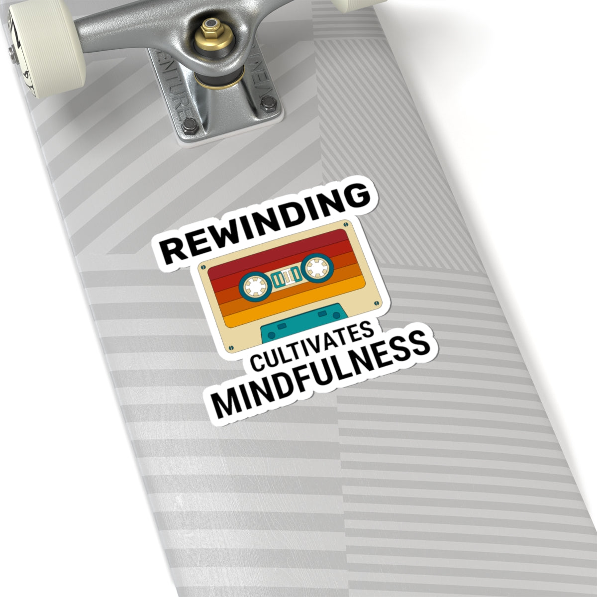 Rewind Mindfulness Sticker - Cassette Tape Vinyl Decal for Analog Music Lovers & Nostalgia Enthusiasts