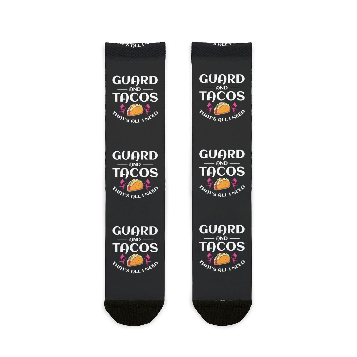 Color Guard Socks – Perfect for Performers & Marching Teams, "Color Guard and Tacos" Design