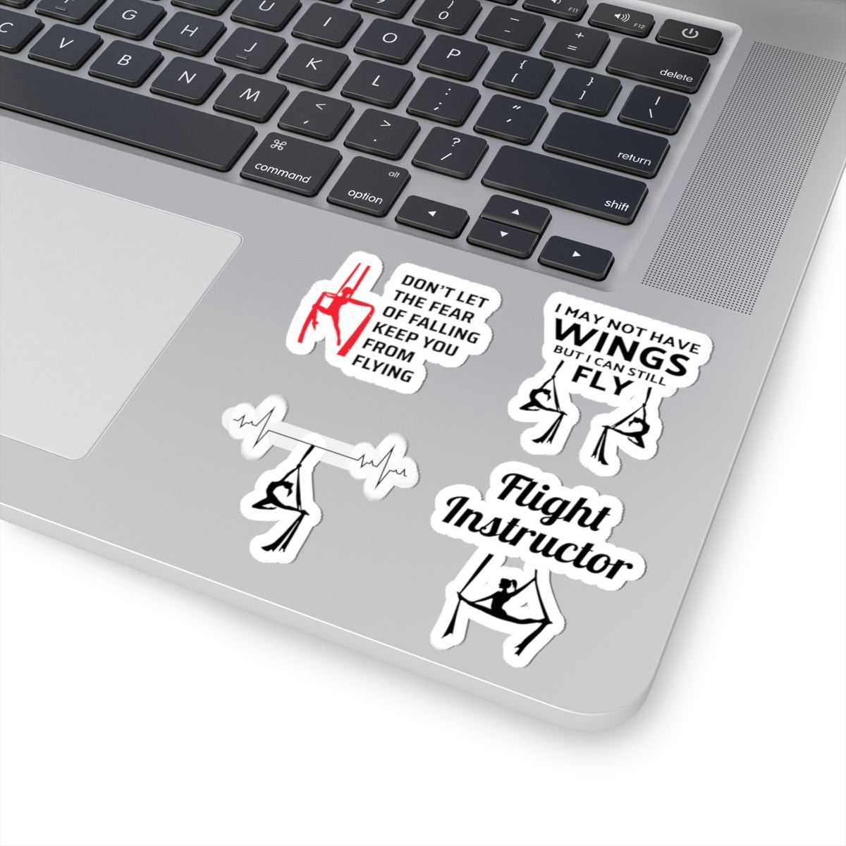 Aerial Silk Sticker Pack – 4 PCS Inspirational Flight Instructor No Wings Decal Set for Aerialists Dancers