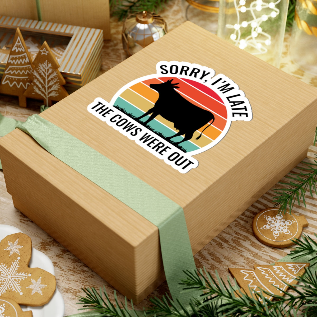 Farmer Late Sticker - Cow Humor Vinyl Decal for Agriculture Workers & Ranch Hands