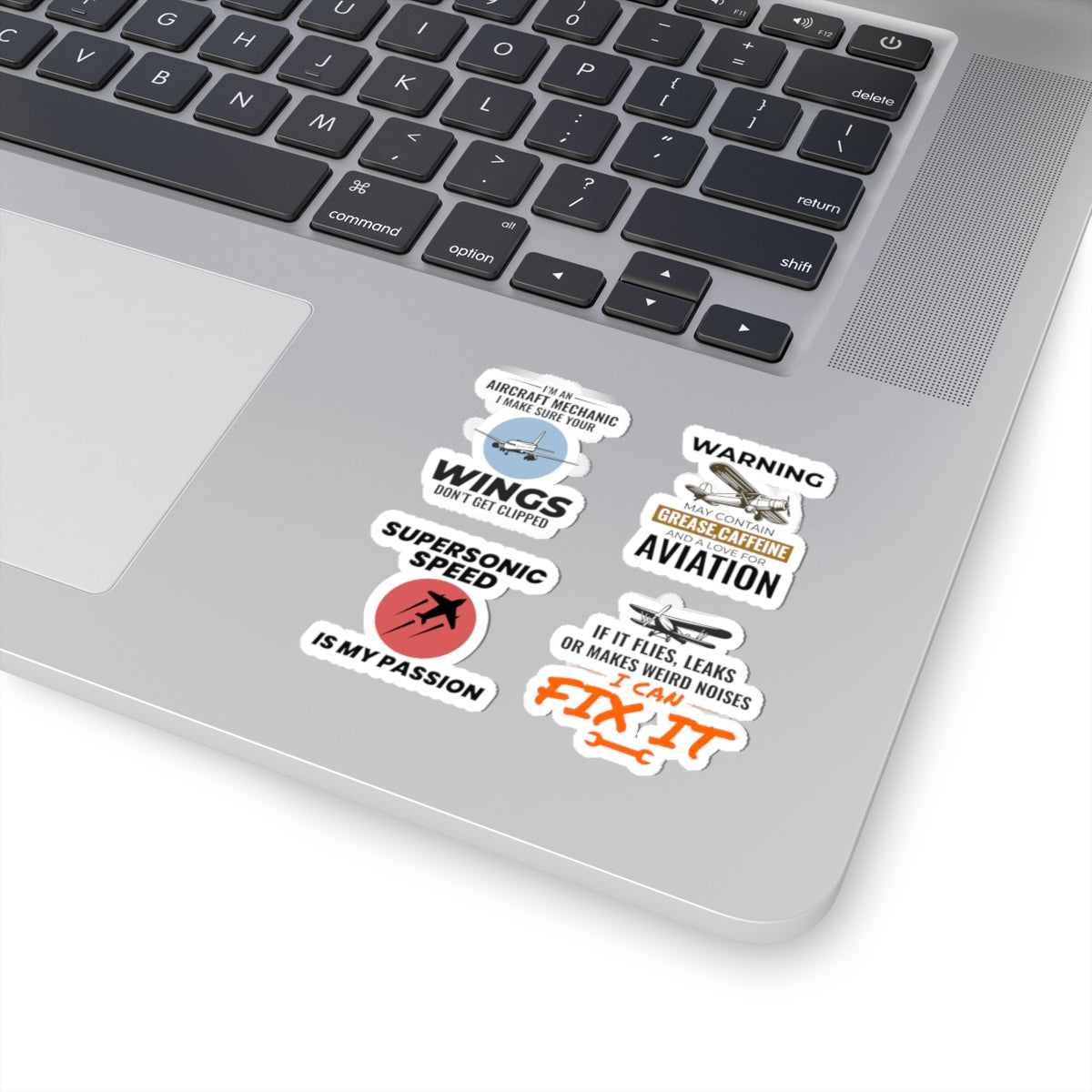 Aviation Mechanic Sticker Pack – 4 PCS Funny Grease Caffeine Love Decals for Aircraft Maintenance Technician