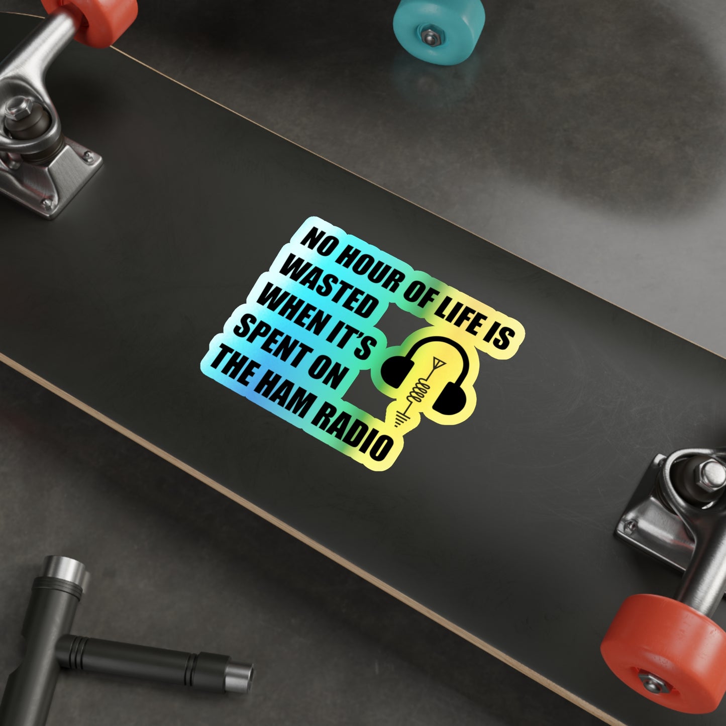 Amateur Ham Radio Operator Stickers Holographic Vinyl - Morse Code & DXing for Radio Enthusiasts Decal