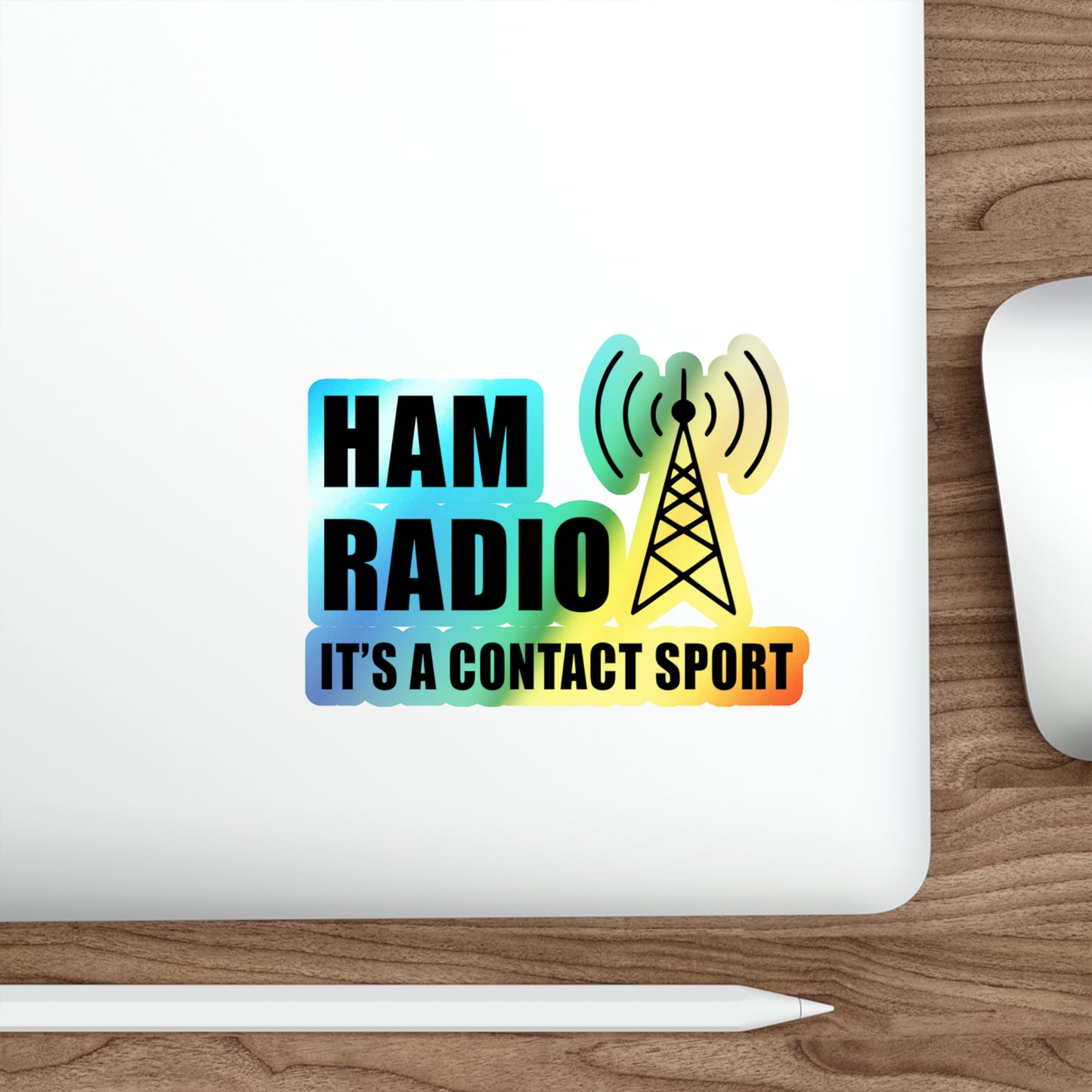 Amateur Ham Radio Operator Stickers Holographic Vinyl Decal - Contact Sport & DXing for Radio Competitors