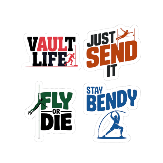 Pole Vault Sticker Pack – 4 PCS Bold Mixed Sport Attitude Decal Set for Track & Field Athletes Vaulters