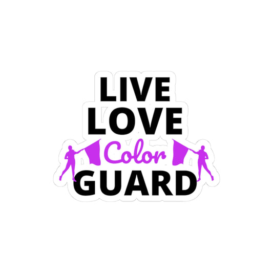Color Guard "Live Love Color Guard" Sticker Vinyl: Twirling Dancer Design, Flag Twirling, Marching Band