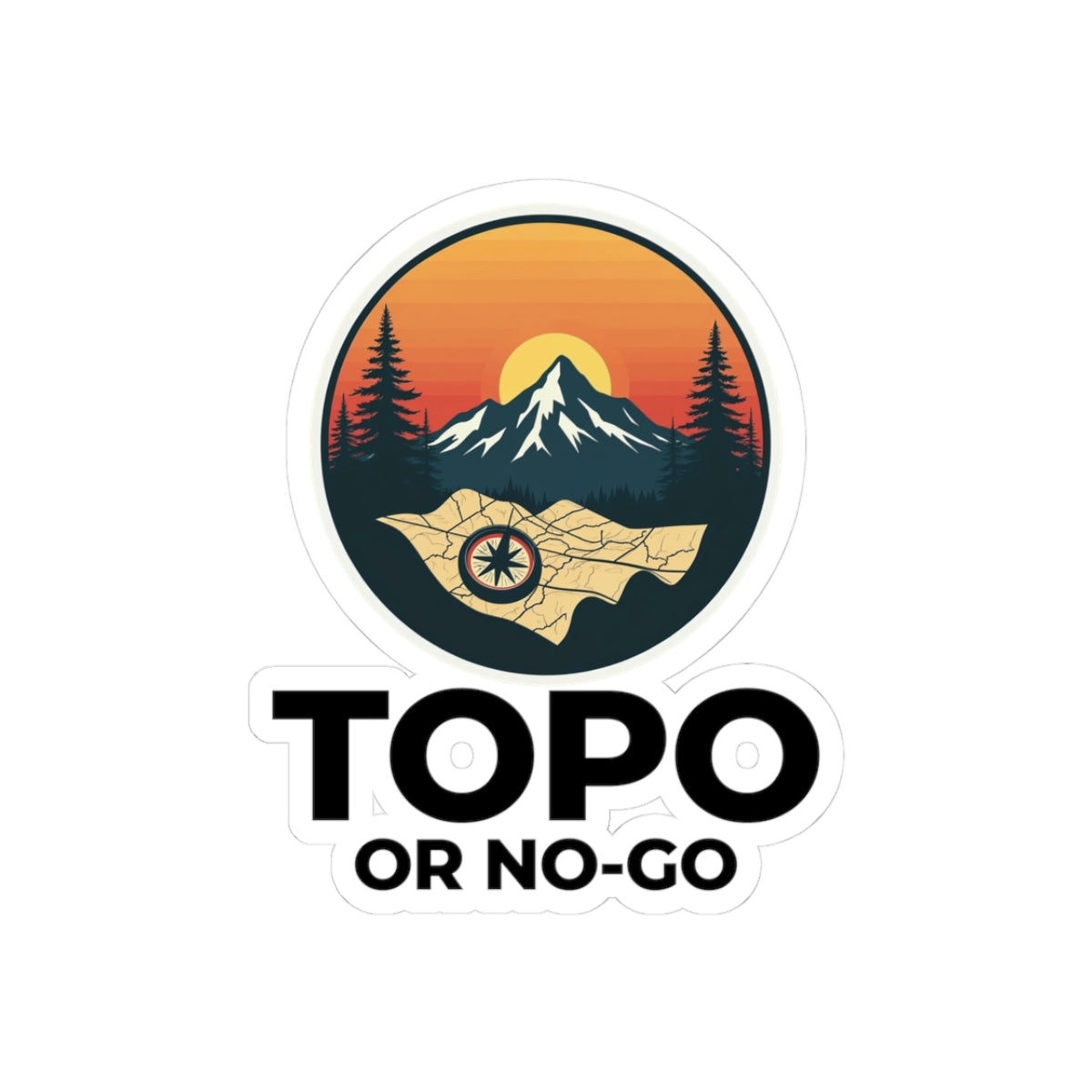 Rugged Trail Sticker - Topographic Vinyl Decal for Hikers & Backpackers