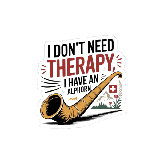 Alphorn Therapy Sticker - Traditional Mountain Horn Vinyl Decal for Musicians Folk Music Lovers Instrument Players