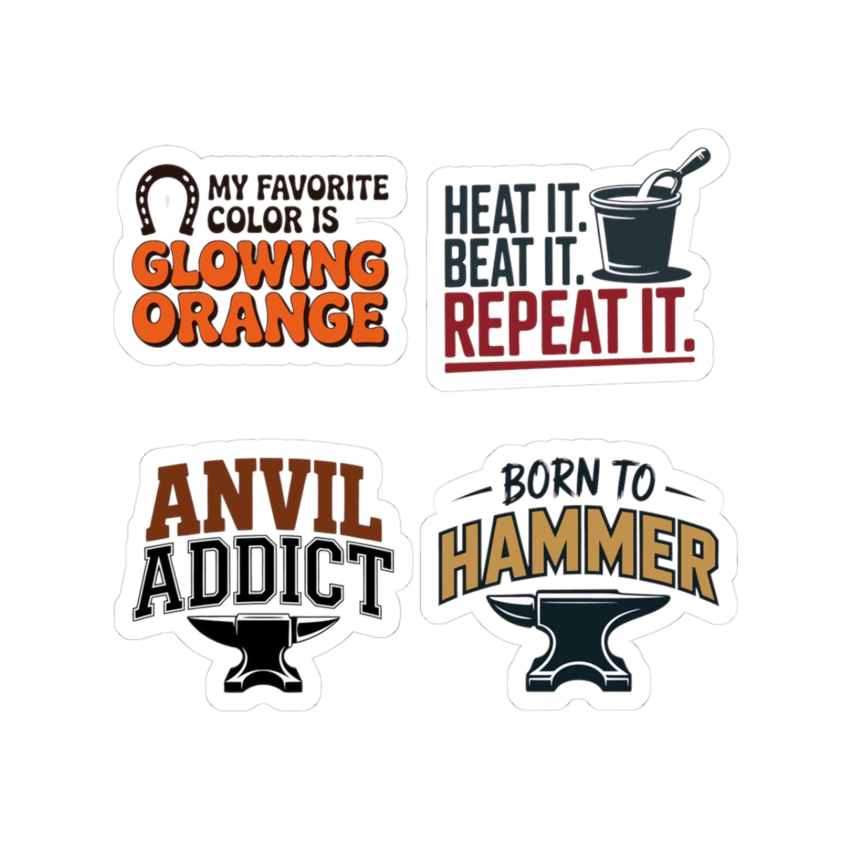 Blacksmith Sticker Pack – 4 PCS Bold Anvil Identity Forge Decal Set for Metalworkers Bladesmiths