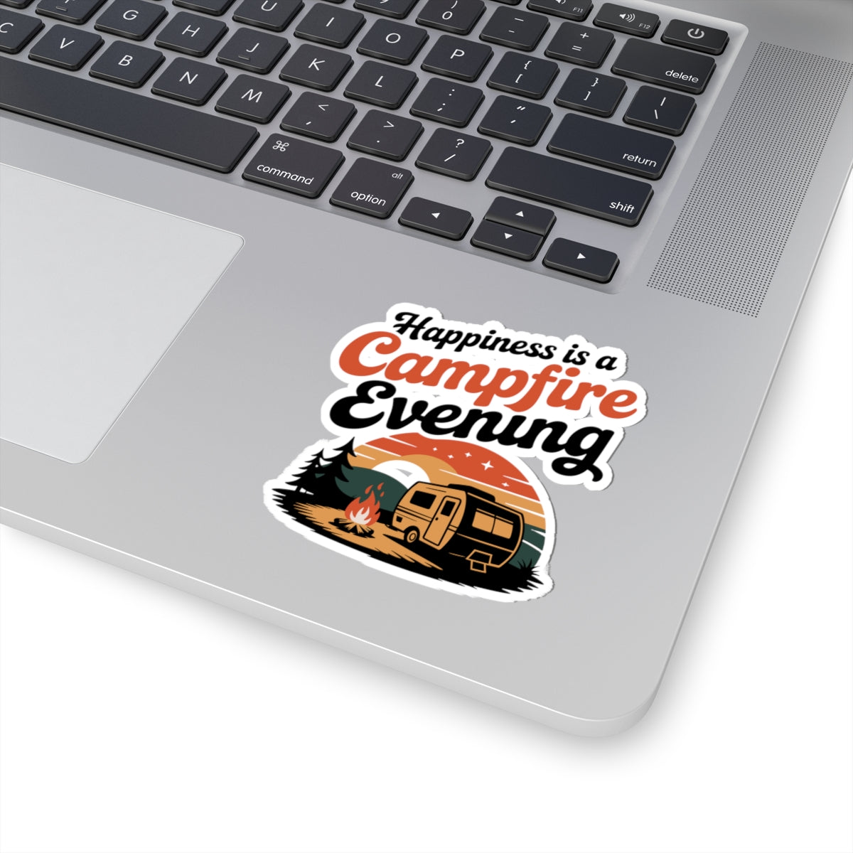 RV Camping Cozy Sticker - Happiness is a Campfire Vinyl Decal for Campers