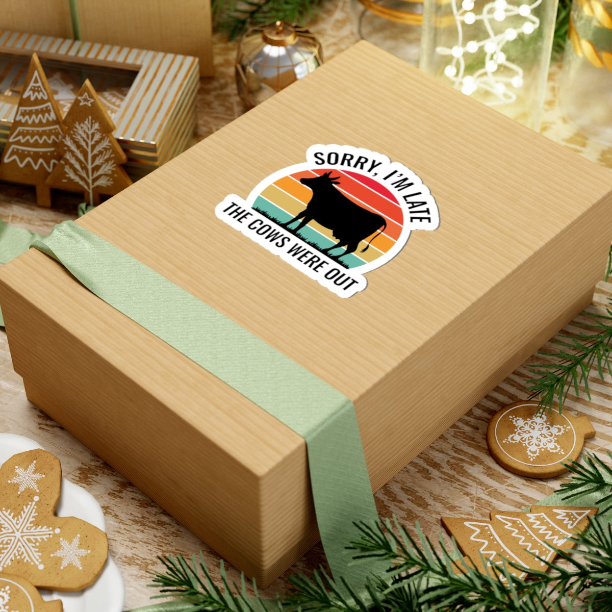 Farmer Late Sticker - Cow Humor Vinyl Decal for Agriculture Workers & Ranch Hands