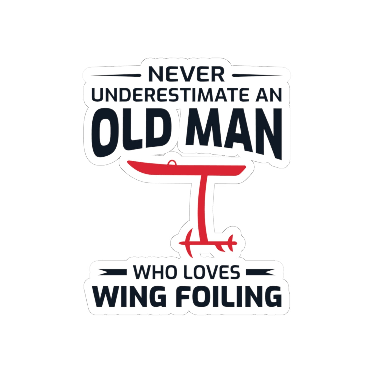 Wing Foiling Sticker Old Man Vinyl Decal for Passionate Water Sports Enthusiasts