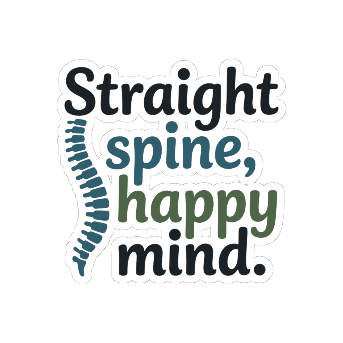 Happy Spine Sticker - Inspirational Chiropractor Vinyl Decal for Spine Health and Wellness