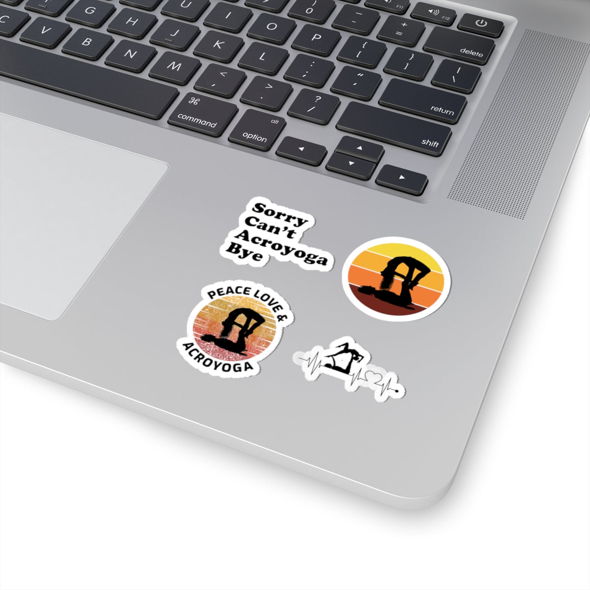 Acroyoga Sticker Pack – 4 PCS Funny Peace Love Retro Sunset Decal Set for Acroyoga Practitioners Yoga Lovers