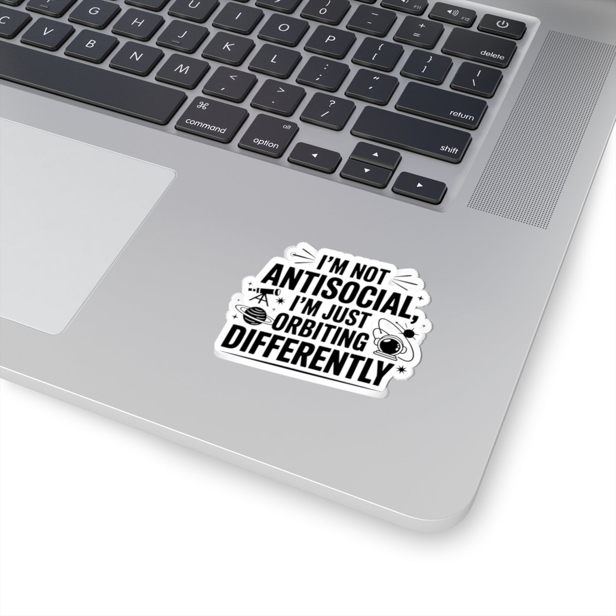 Astronomy Humor Sticker - Orbiting Differently Vinyl Decal for Space Nerds and Scientists