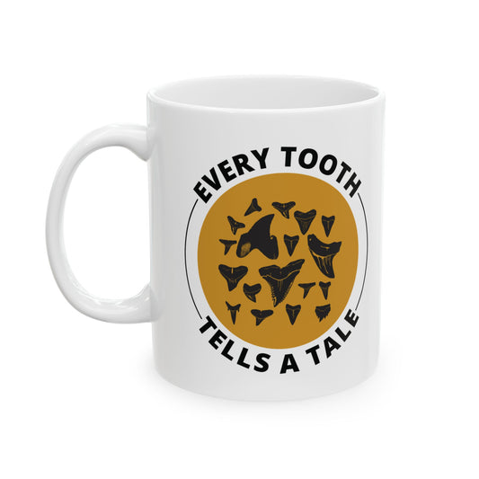 Shark Tooth Collector Mug - Fossil Hunting Ceramic Cup for Paleontology Fans