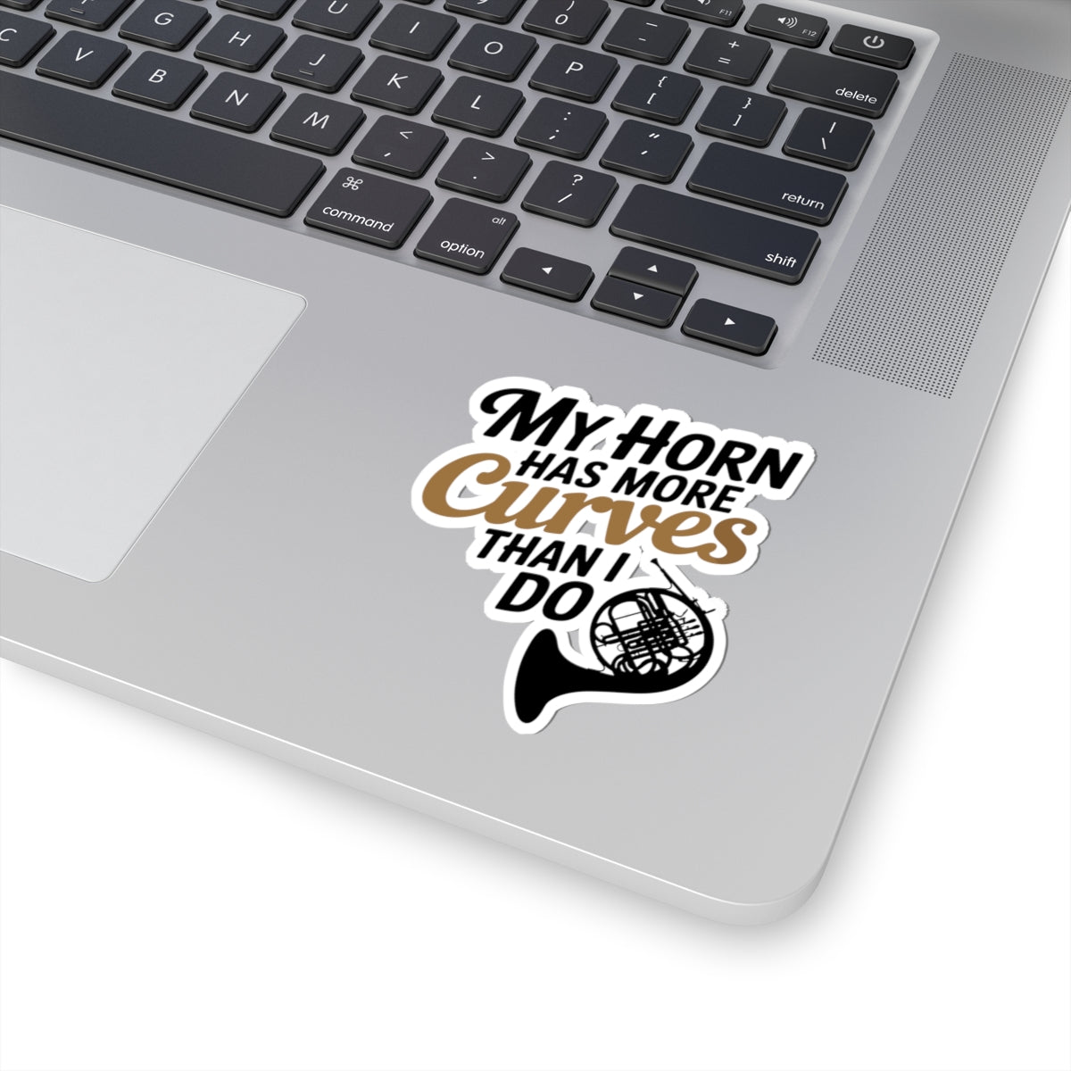 French Horn Humor Sticker - Curvy Instrument Vinyl Decal for Musicians, Brass Lovers