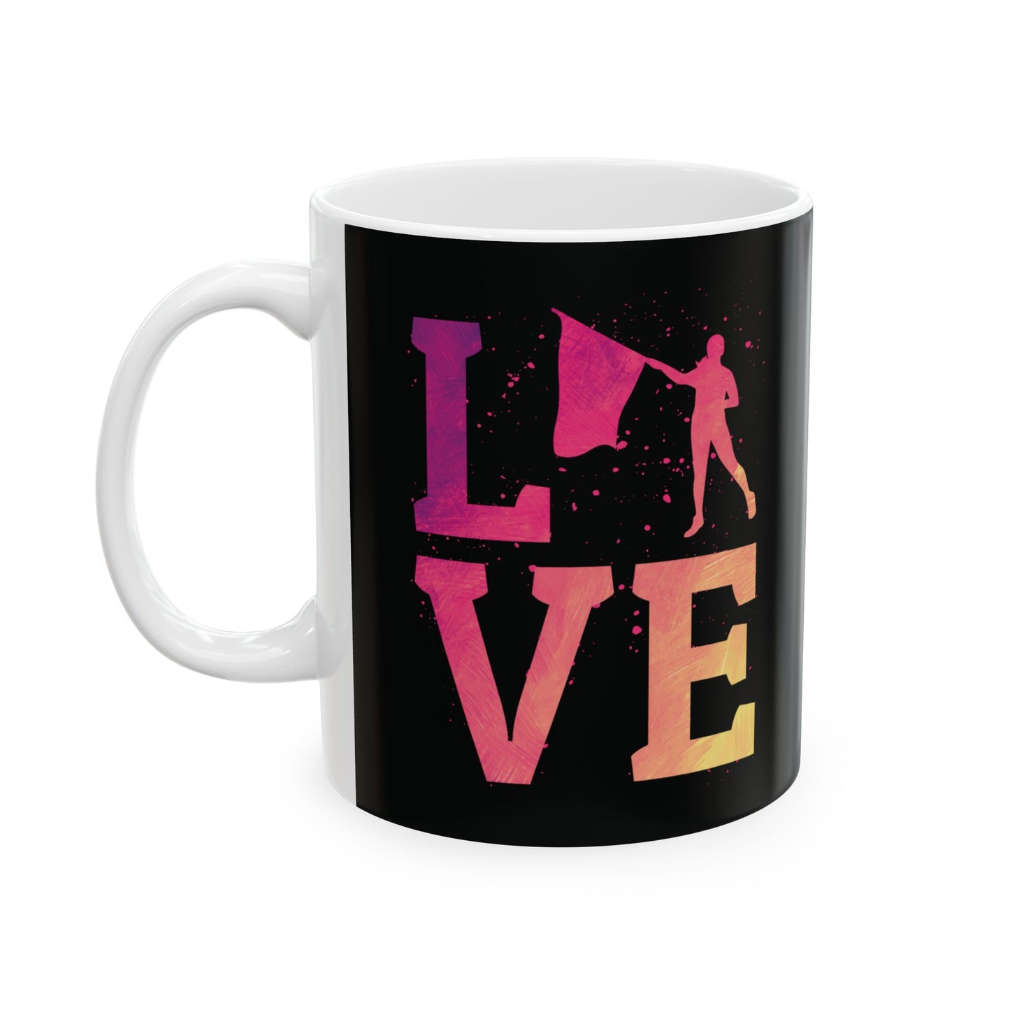 Color Guard Mug, LOVE Design with Flag Silhouette for Performers