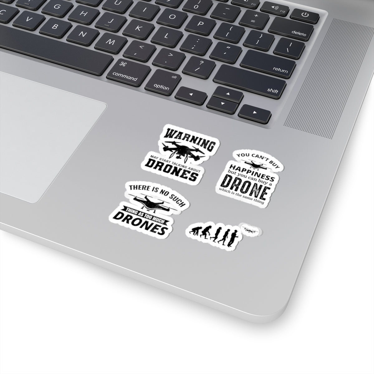 Drone Warning Sticker Pack – 4 PCS Funny Quadcopter Evolution Decals for Drone Pilots RC Hobbyists