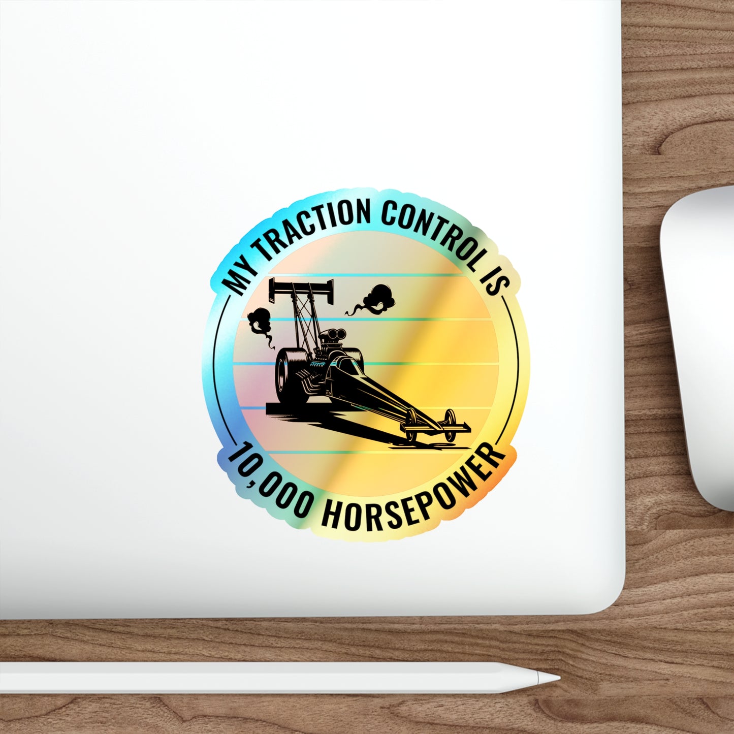 Dragster Drag Racing Holographic Stickers Vinyl – Horsepower Decal for Nitro Racing Fans