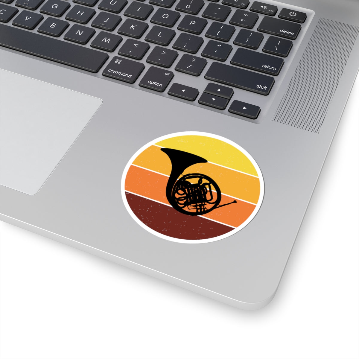 Vintage Horn Sticker - Retro Sunset Design Vinyl Decal for Musicians