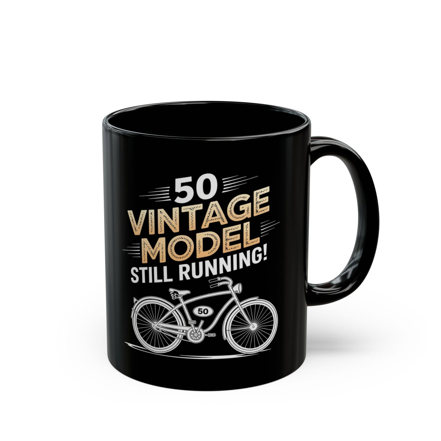 50th Birthday Mug - 'Vintage Model - Still Running!' Humor Coffee Cup, 11oz Ceramic