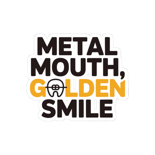 Golden Smile Braces Sticker - Orthodontics Vinyl Decal for Dental Patients and Ortho Fans