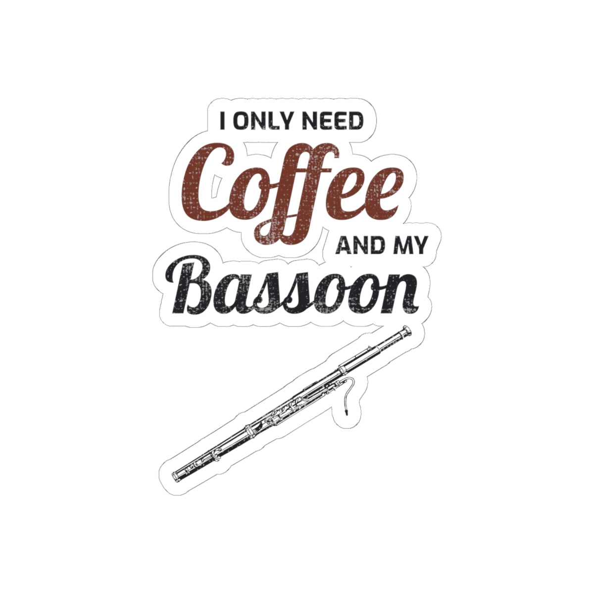 Coffee & Bassoon Sticker - Musician Life Vinyl Decal for Bassoonists & Orchestra Lovers