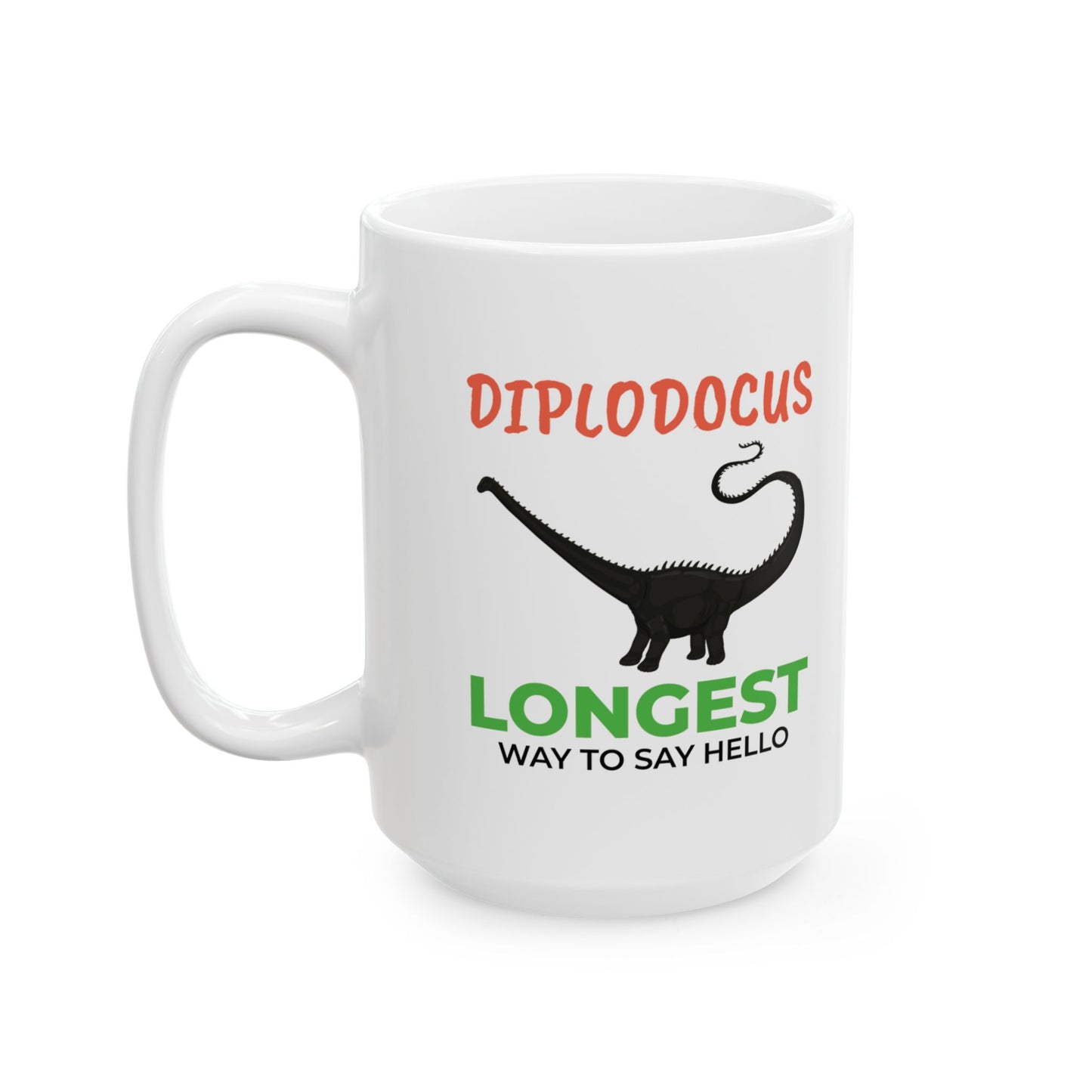 Dinosaur Fossil Mug for Sauropod Enthusiasts Diplodocus Silhouette Design