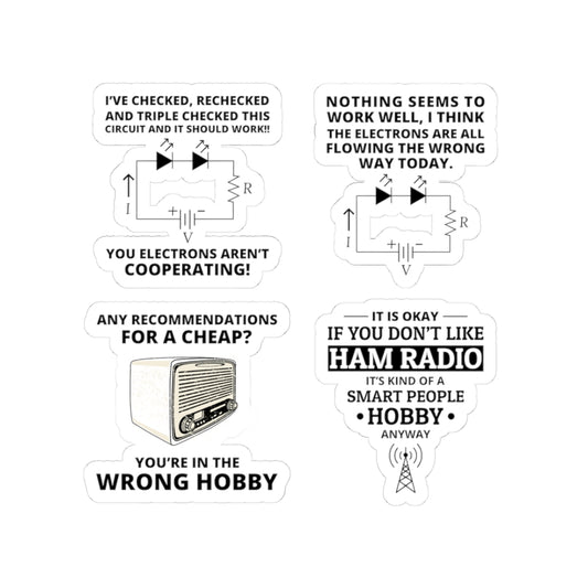 Ham Radio Sticker Pack – 4 PCS Funny Smart Hobby Circuit Decals for Amateur Operators Electronics Hobbyists