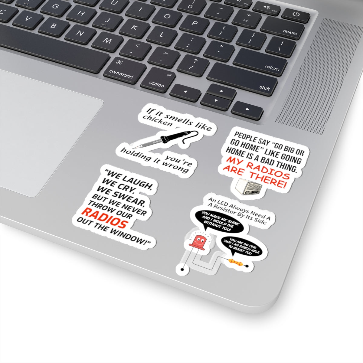 Ham Radio Sticker Pack – 4 PCS Funny Soldering Iron LED Decals for Amateur Hobbyists Electronics Enthusiasts