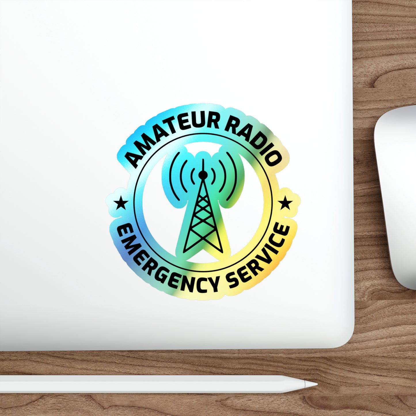 Amateur Ham Radio Operator Stickers Holographic Vinyl Decal - Call Sign & QRP for Radio Techs