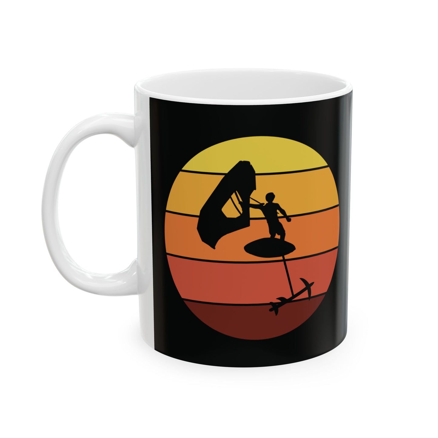 Wing Foiling Sunset Mug - Retro-Inspired Design for Watersports Enthusiasts