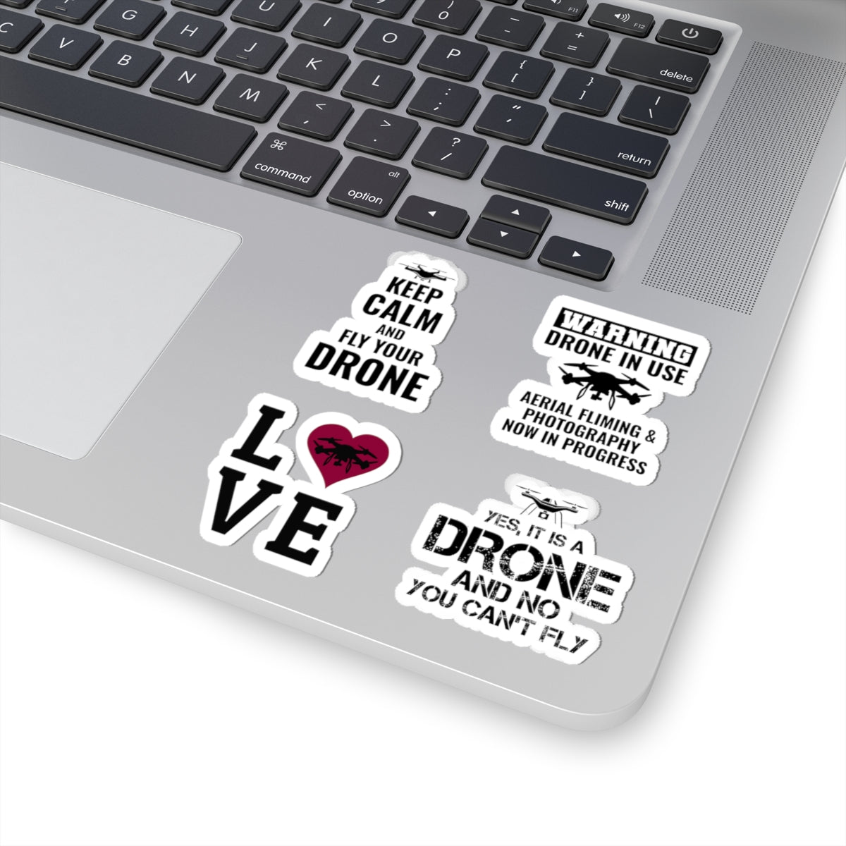 Drone Photography Sticker Pack – 4 PCS Funny Aerial Filming Love Decals for Drone Pilots FPV Fans