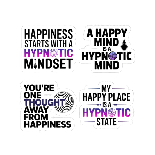 Hypnotic Mindset Sticker Pack – 4 PCS Inspirational Happy Mind Decals for Hypnotists Mindset Coaches