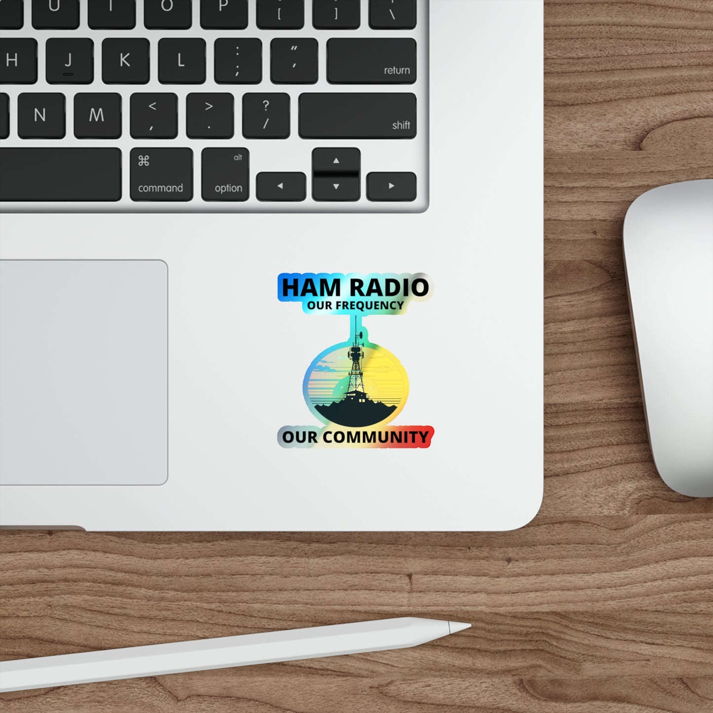 Amateur Ham Radio Operator Stickers Holographic Vinyl Decal - Shared Frequencies & Radio Community