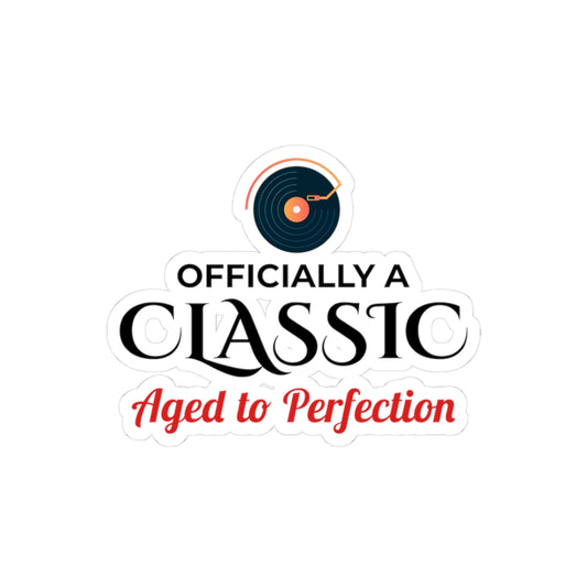 Classy 50th Birthday Sticker - 'Officially a Classic Aged to Perfection' Vinyl Decal for Milestone Celebrations