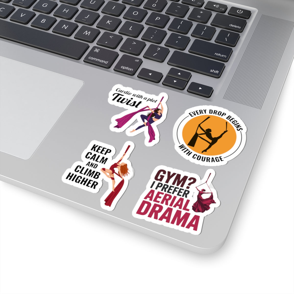 Aerial Silk Sticker Pack – 4 PCS Funny & Motivational Quote Decal Set for Aerialists & Circus Performers